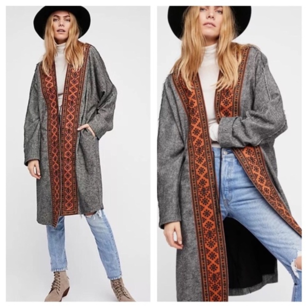 Free People "Nomad" Embroidered Duster Sz. S